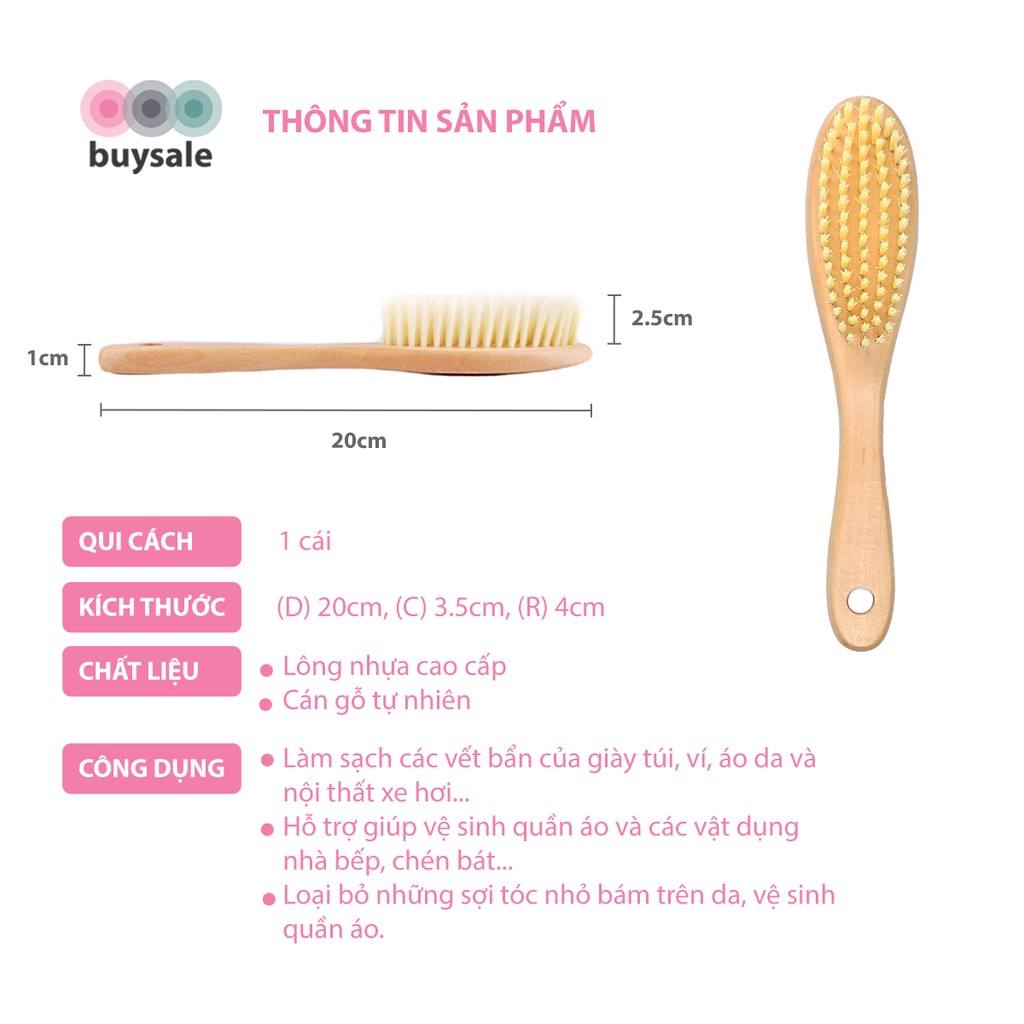 Bàn chải đa năng cán gỗ lông mềm dùng đánh giày, giặt quần áo - BuySales - BSPK252