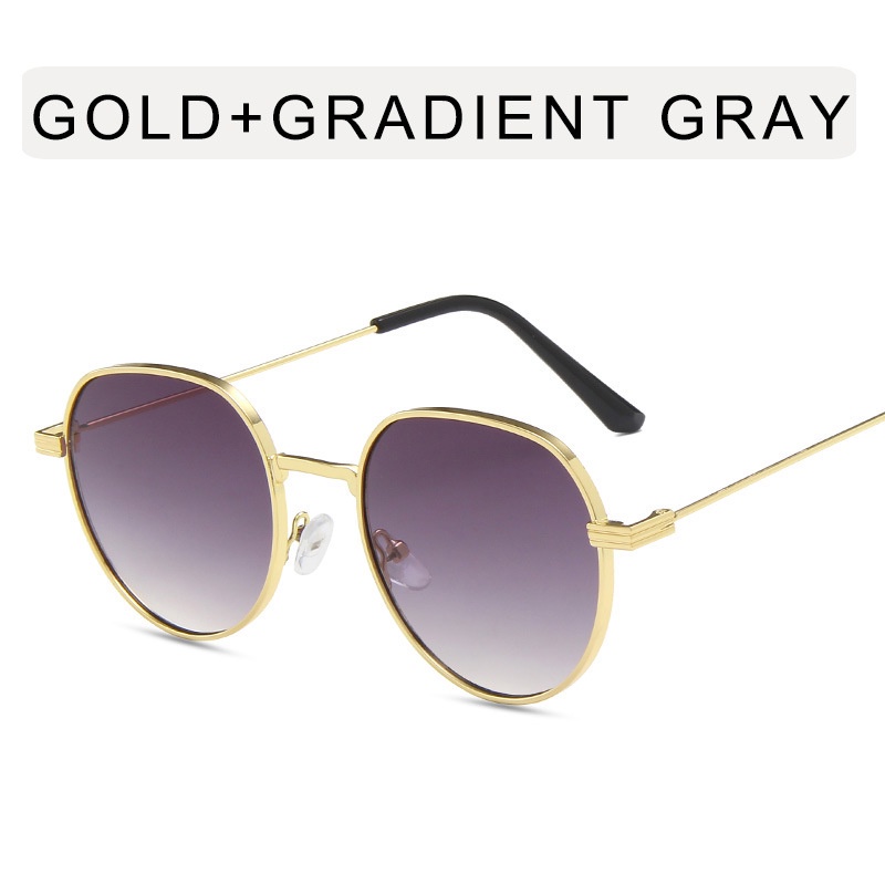 Kính Mát Thời Trang Khung Tròn Bằng Kim Loại Phong Cách Phương Tây