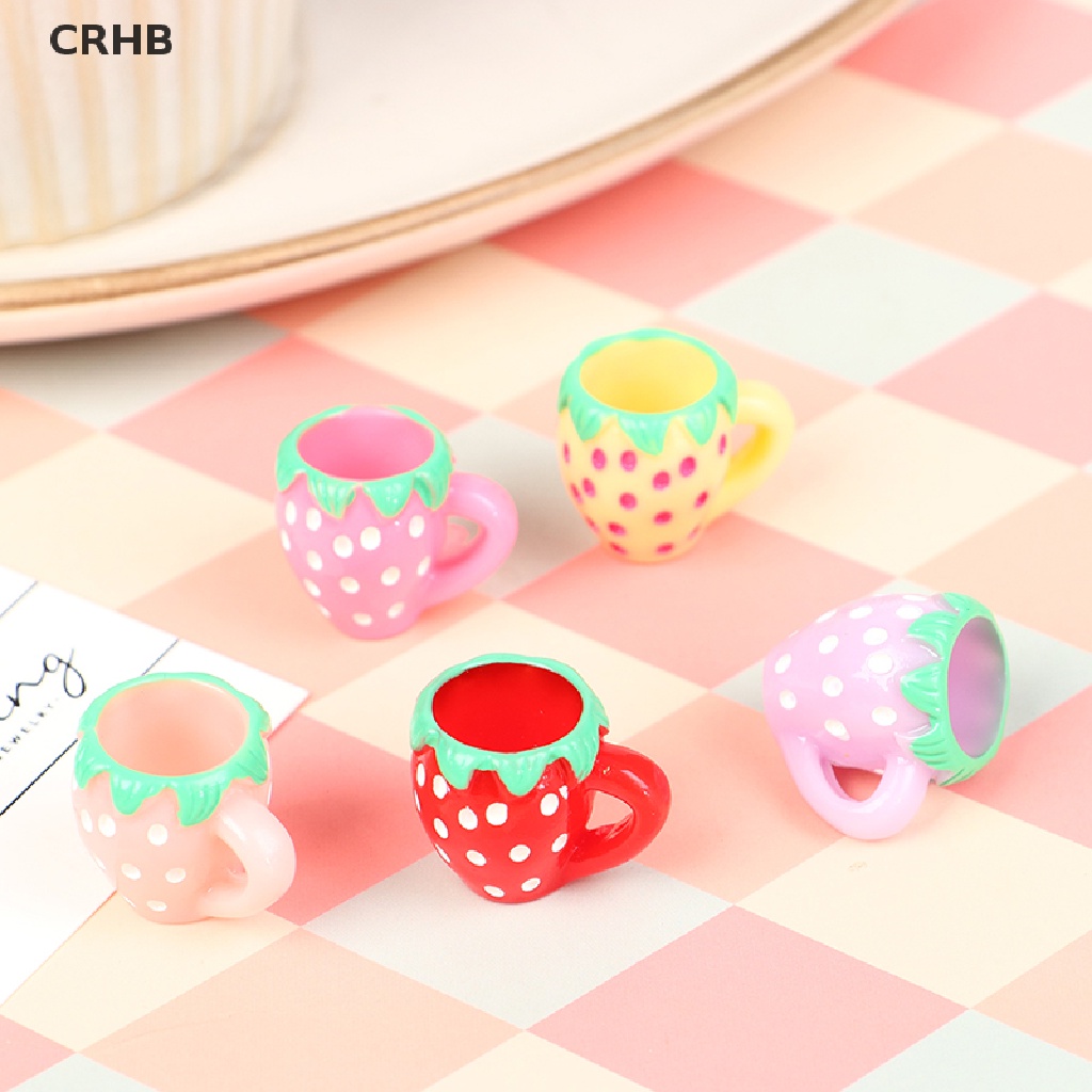 Bộ 2 Ly Nước Mini Bằng Nhựa Resin Hình Trái Dâu Tây Tỷ Lệ 1: 12 Trang Trí Nhà Búp Bê Mới