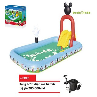 Bể phao liên hoàn cầu trượt micky 91016 tặng kèm bơm điện bestway 62056
