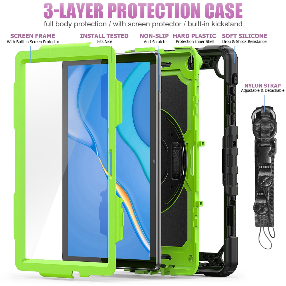 Ốp Máy Tính Bảng Cứng Kiểu Áo Giáp Có Giá Đỡ Và Dây Đeo Cho Huawei Matepad T10S 10.1 inch /Matepad T10 9.7 inch