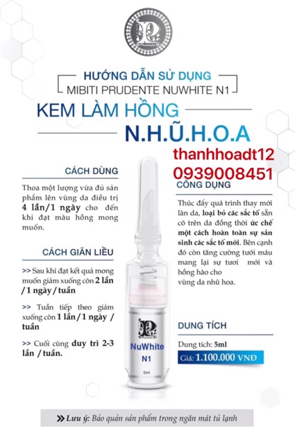 KEM LÀM HỒNG NHŨ HOA - MIBITI PRUDENTE NUWHITE N1