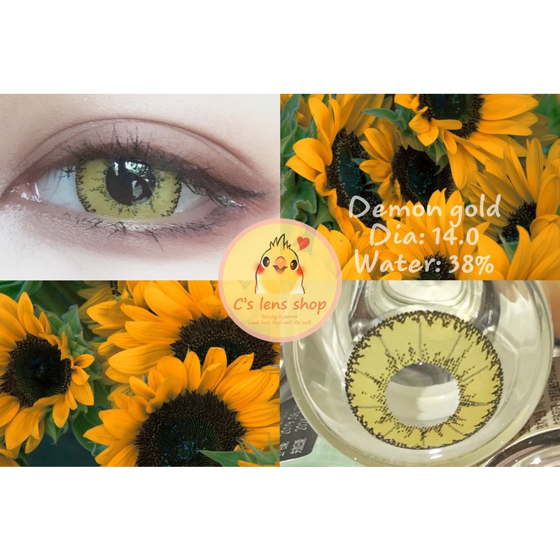 < CÓ SẴN > Lens mẫu Demon màu VÀNG, cận 0-8 [KHÔNG BÁN CẬN LỆCH]