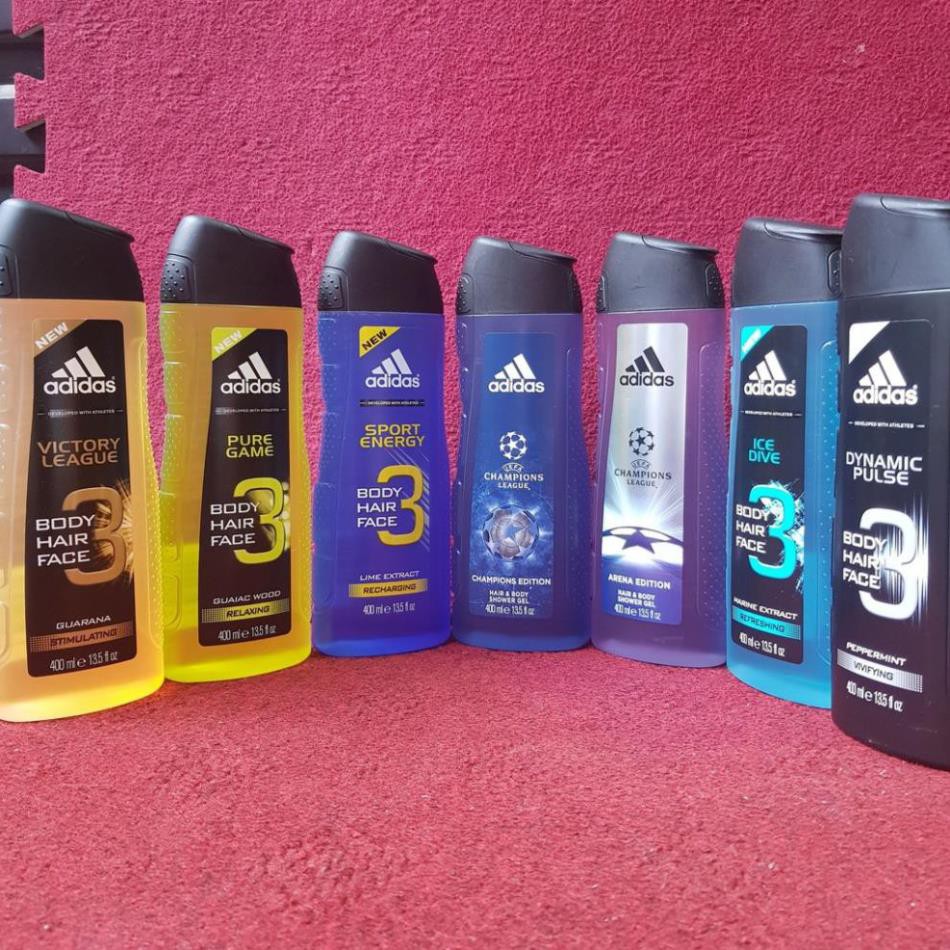 Dầu gội sữa tắm sữa rửa mặt 3 IN 1 ADIDAS 400ML