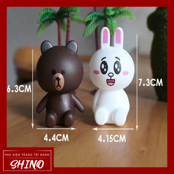 Đồ chơi gấu và thỏ Line trang trí bánh