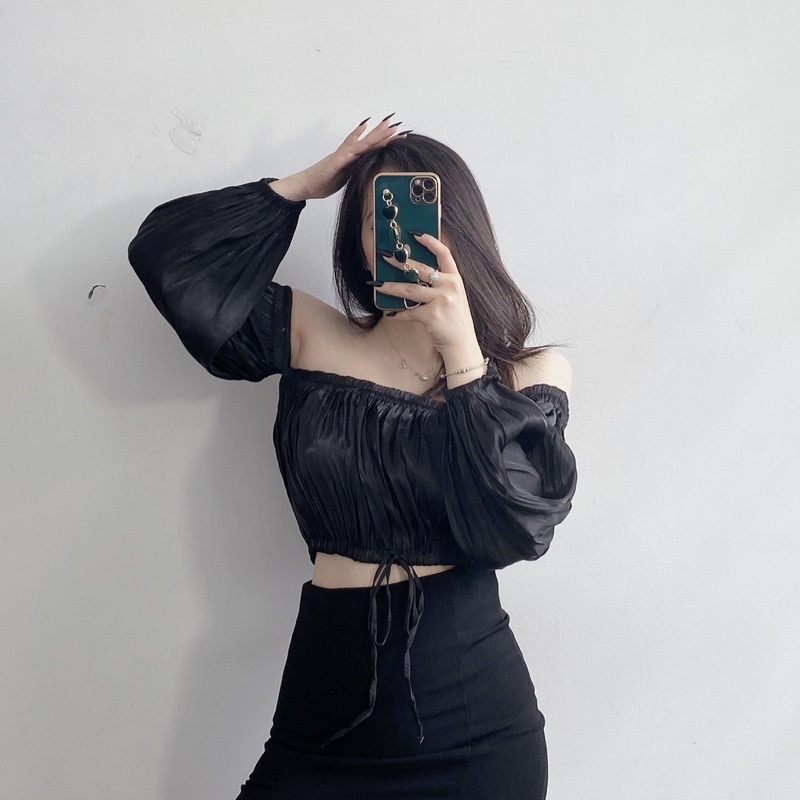 Áo Kiểu Croptop Bẹt Vai TH04 | GinHouse Shop