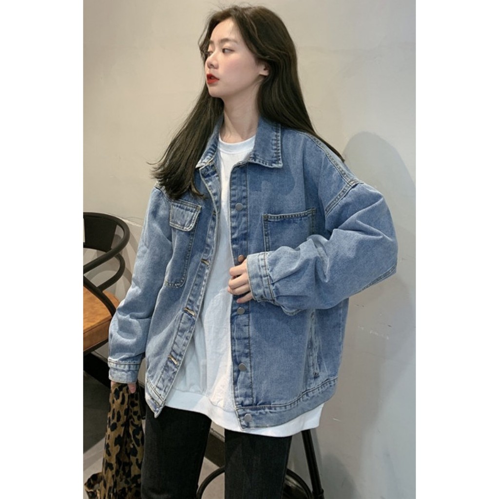 Denim jacket female bf Korean retro tooling loose student long-sleeved outer jacket jacket