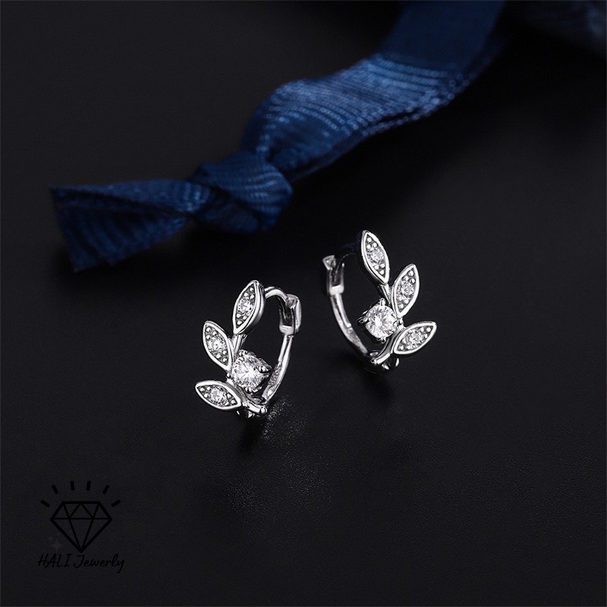 Khuyên tai Lá Bạc Nữ_Bông Tai Bạc _ HALI SHOP Trang sức bạc cao cấp _CAM KẾT CHUẨN 100% BẠC 999
