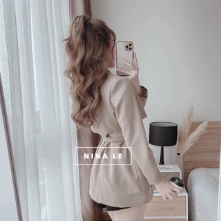 Áo Mangto Nữ Dáng Ngắn - Áo vest nữ blazer kèm đai lưng xích bo eo tôn dáng, Vừa thanh lịch vừa xinh đẹp HK Shop