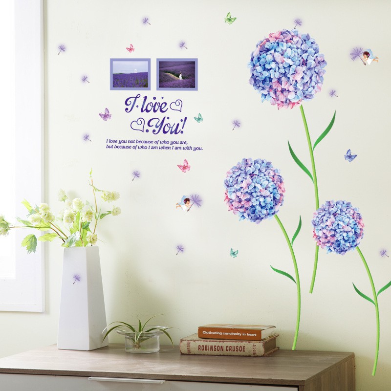 Decal dán tường - Giấy dán tường - Cẩm tú cầu - flower decal - sk9124B