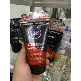Sữa rửa mặt sạch sâu nivea men deep himalaya 100g