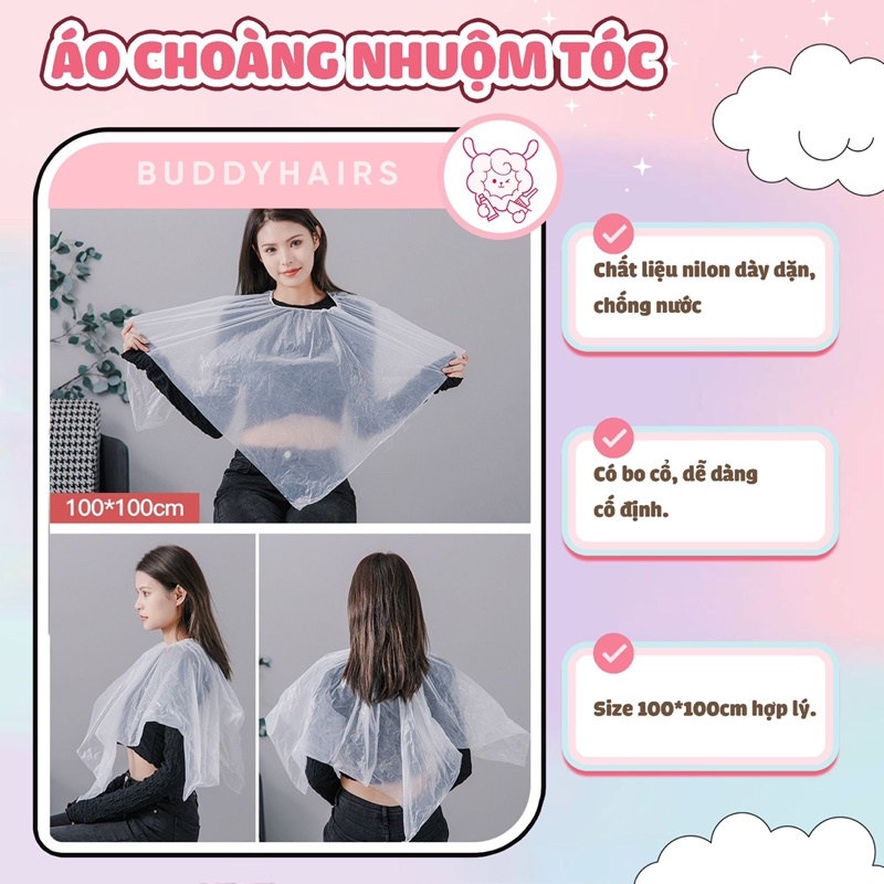 Áo choàng nhuộm tóc nilon dày dặn phiên bản cải tiến Buddyhairs, Buddyhair, Buddy.hairs