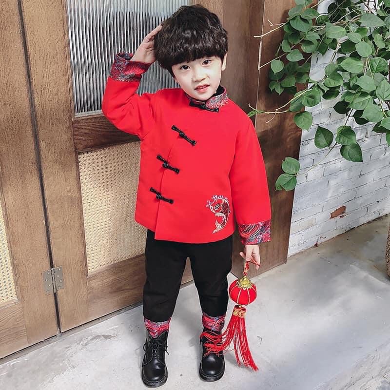 Bộ đỏ mặc tết bé trai