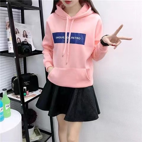 Áo Hoodie Tay Dài Dáng Rộng Phong Cách Học Sinh