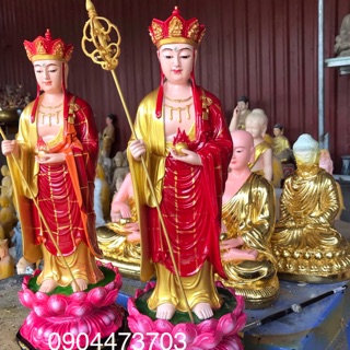 Tượng Địa Tạng Bồ Tát đứng 5 tấc đỏ vàng Liên Hoa