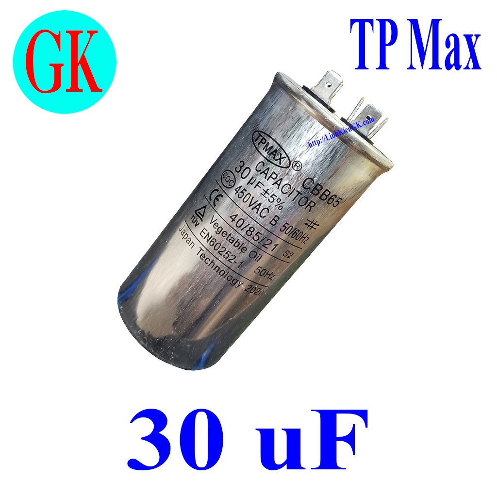 Tụ nhôm 30uF 450Vac 2 chân TP Max