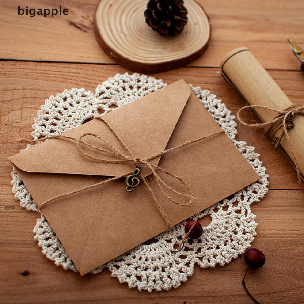 bigapple 12pcs/set Vintage Kraft Paper Envelopes Letter Paper Set Writing Pad Invitations RDG