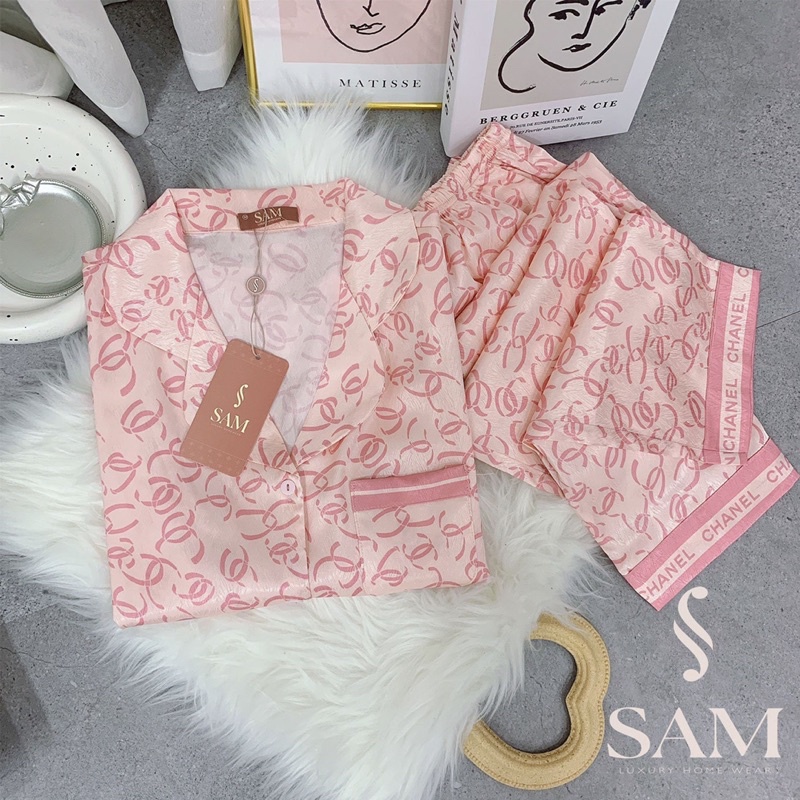 bộ lụa SAM cao cấp ko nhăn siêu đẹp bộ pijama ngắn tay quần dài bộ mặc nhà đẹp bộ ngủ lụa