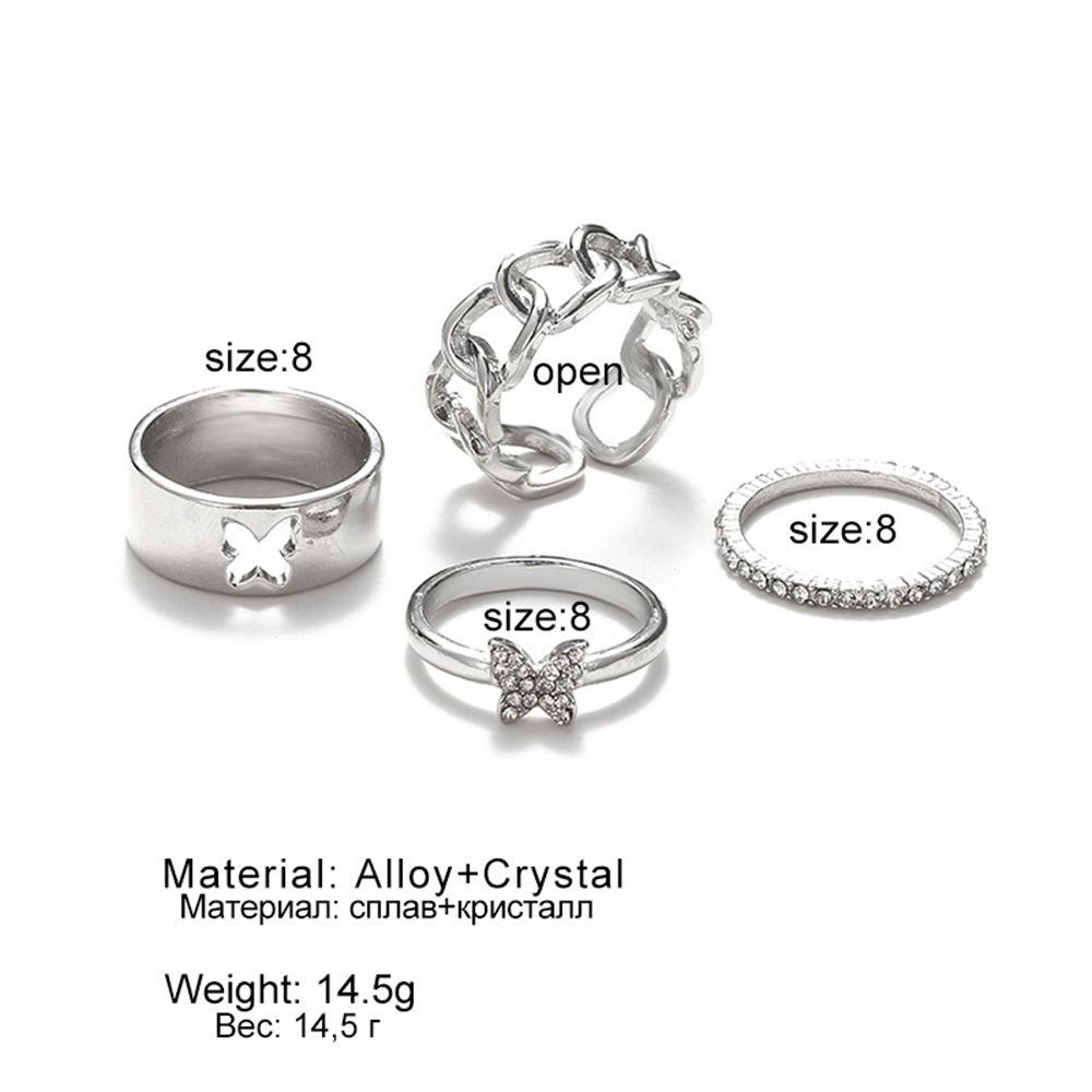 EUTUS Set Nhẫn Đeo Khớp Ngón Tay Màu Vàng Hình Bướm Phong Cách BOHO Thời Trang Cho Nữ