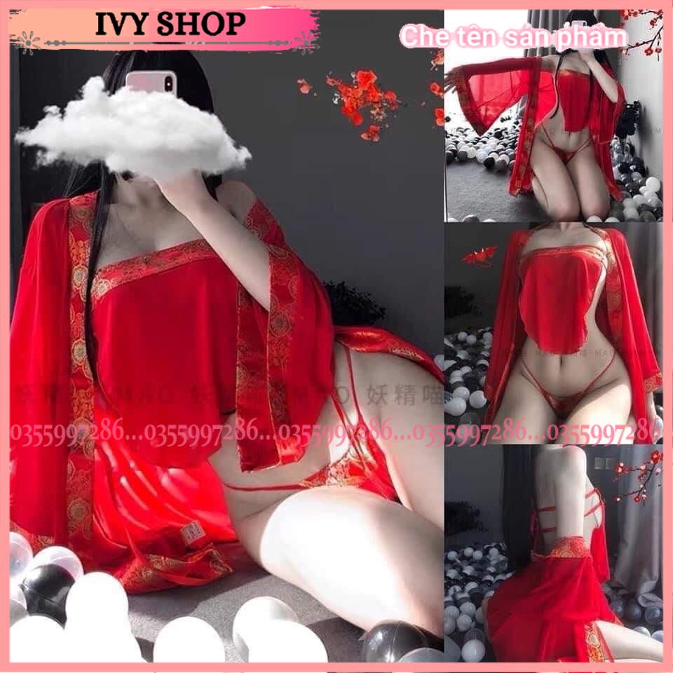 Bộ Đồ Ngủ Cosplay Cổ Trang Áo Choàng Kèm Áo Yếm Ngủ Nữ Xuyên Thấu - ACTH1300 + Y400 - Ivyshop