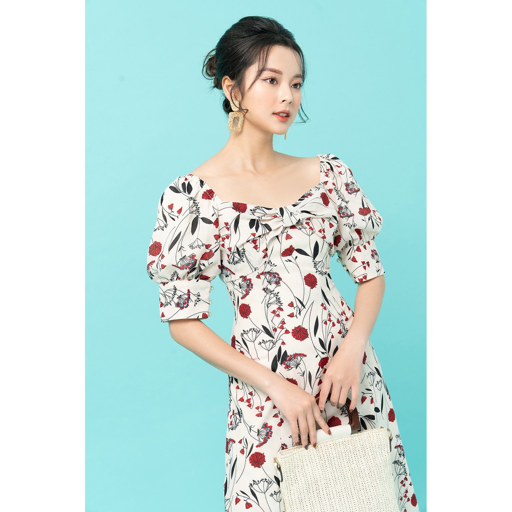 Đầm dài cổ vuông nơ ngực 20AGAIN DDW1069 | BigBuy360 - bigbuy360.vn