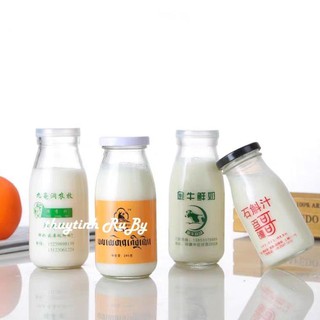 Combo 5 chai thủy tinh đựng sữa 200ml nắp thiếc, lọ làm bánh flan sữa chua