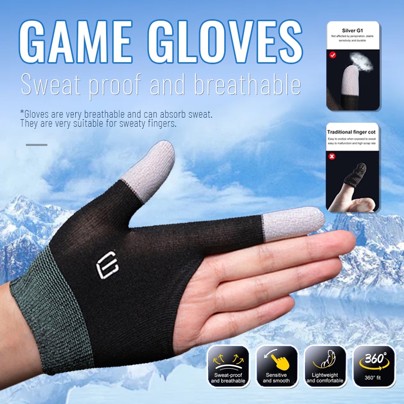 Găng Tay Chơi Game Chống Mồ Hôi Thoáng Khí Giảm Ma Sát Độ Nhạy Cao Bàn Tay Silicon Cảm Ứng Độ Nhạy Cao Sợi Bạc nano Và Hình Chấm Bằng silicone Chống Trượt Giá Đỡ Điện Thoại Sáng Tạo 3C