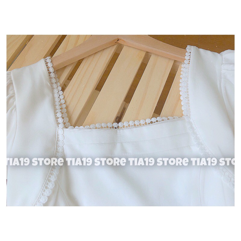 Váy trắng cổ vuông ren dài tay. Đầm trắng tiểu thư dài tay SP000007 ( Ảnh thật) | BigBuy360 - bigbuy360.vn
