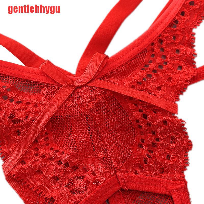 [gentlehhygu]Women Briefs Crotchless Lingerie Panties G-string Transparent Lace Briefs Thong