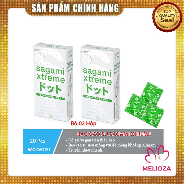 Bộ 2 hộp bao cao su [SIÊU MỎNG, GAI GÂN] Sagami Xtreme White cọ xát thú vị BCS094 (20 cái)