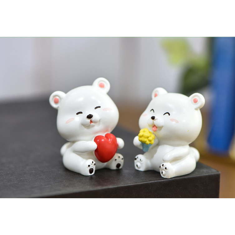 Mô hình gấu trắng Bắc Cực mũm mĩm dễ thường trang trí tiểu cảnh, móc khóa, terrarium, DIY