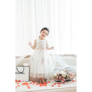 đầm bé gái trắng dài công chúa