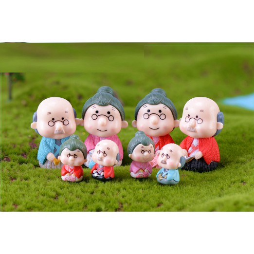 ❤ Cặp Ông Bà Nhật Bản Đeo Kính ❤ Phụ Kiện Trang Trí Tiểu Cảnh Sen Đá, Terrarium, Decord Mô Hình, Nhà Búp Bê