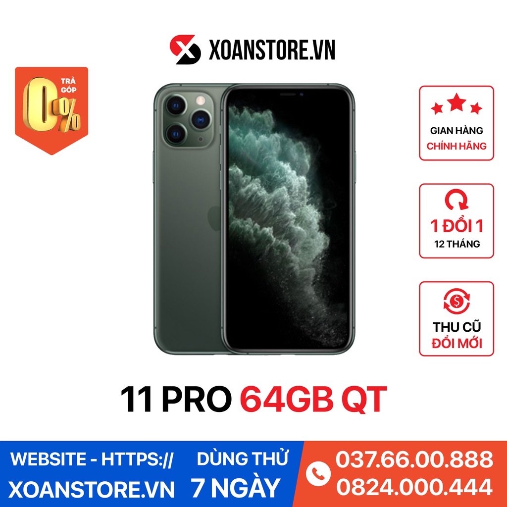 iPhone 11 pro 64gb quốc tế mới 99% bảo hành 12 tháng lỗi là đổi tại Xoăn Store