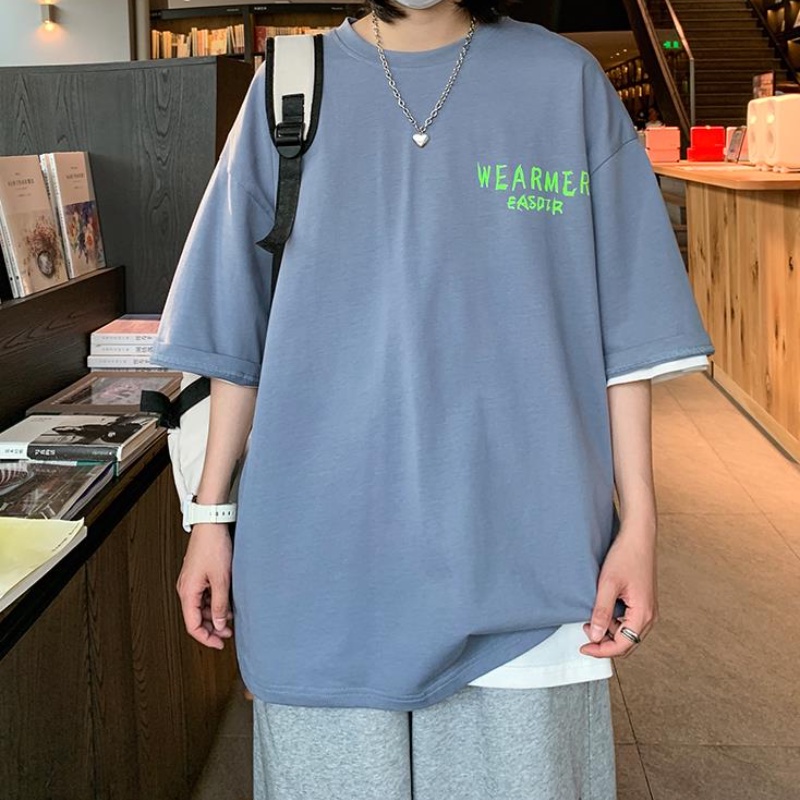 Áo thun tay ngắn cổ tròn dáng rộng in họa tiết graffiti phong cách Hàn Quốc thời trang cho nam size m-5xl