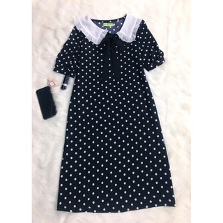 Ảnh thật Đầm Bầu chấm bi cổ trắng