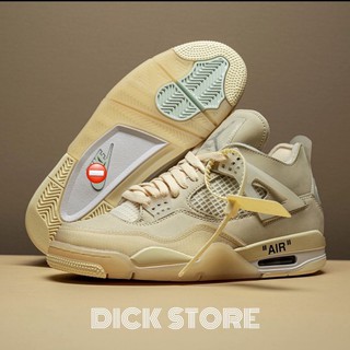 (FULL PHỤ KIỆN 1.1) Giày sneaker Jodan 4 air Of wite màu be da lộn