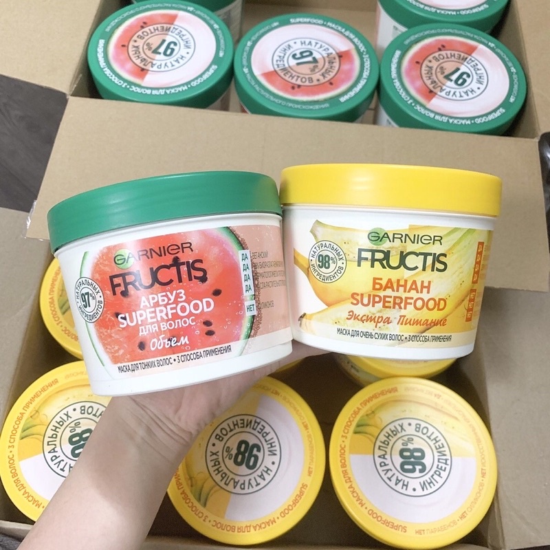 Kem ủ tóc siêu phục hồi Garnier Fructis Hair Food Nga 390ml đa năng