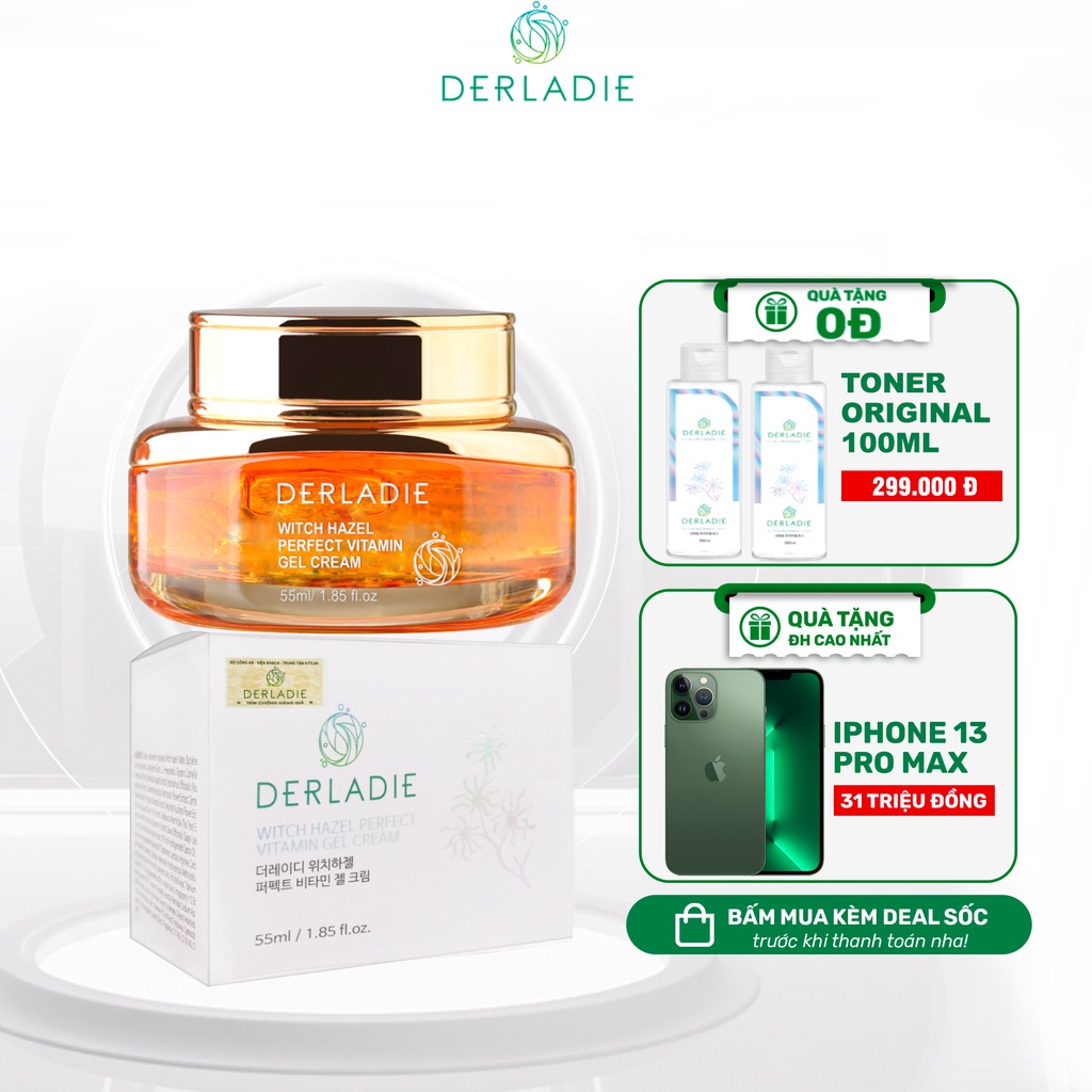 Kem dưỡng Derladie Witch Hazel Perfect Vitamin Gel Cream ngừa mụn, giảm thâm, làm đầy sẹo rỗ 55ml