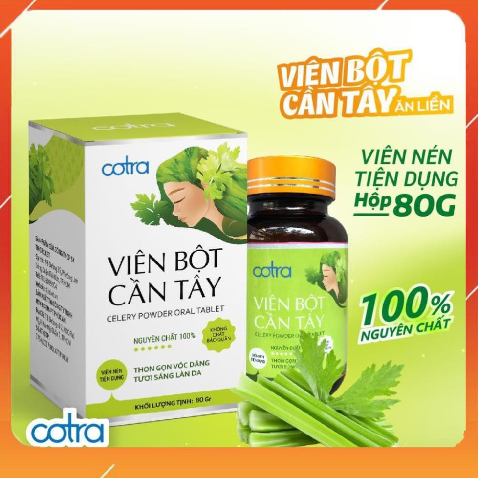 Viên bột cần tây mật ong sấy lạnh nguyên chất Cotra (Hộp 80g) giúp giảm cân, detox thanh lọc cơ thể, làm đẹp da trắng da