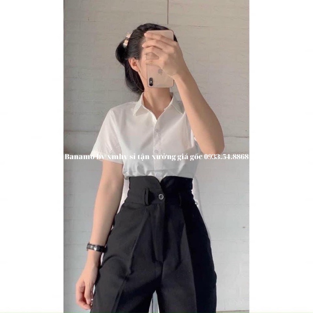 Quần bagyy nữ cạp xẻ cao tôn dáng chất đẹp thời trang Banamo Fashion bagyy xẻ cạp kèm đai 8336