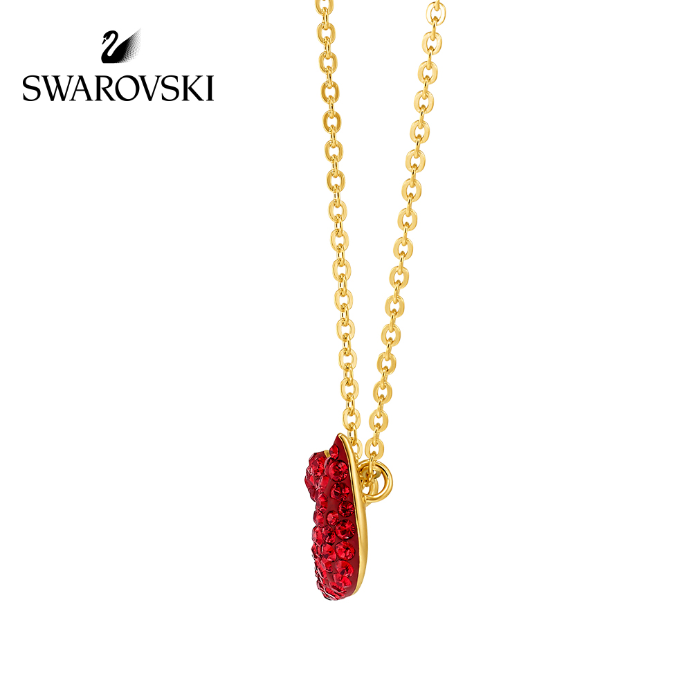 Dây chuyền đính mặt dây hình thiên nga của Swarovski kinh điển đính pha lê màu đỏ thời trang độc đáo