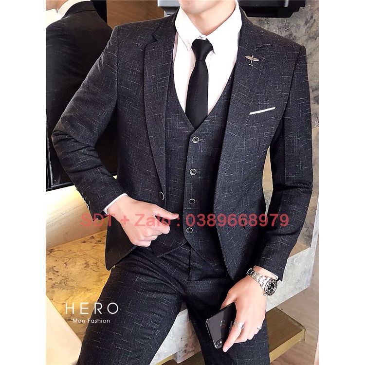 Bộ Vest Nam Cao Cấp Màu Kẻ, Fom Ôm Đẹp, Vải Sịn, Suit Nam Hàn Quốc