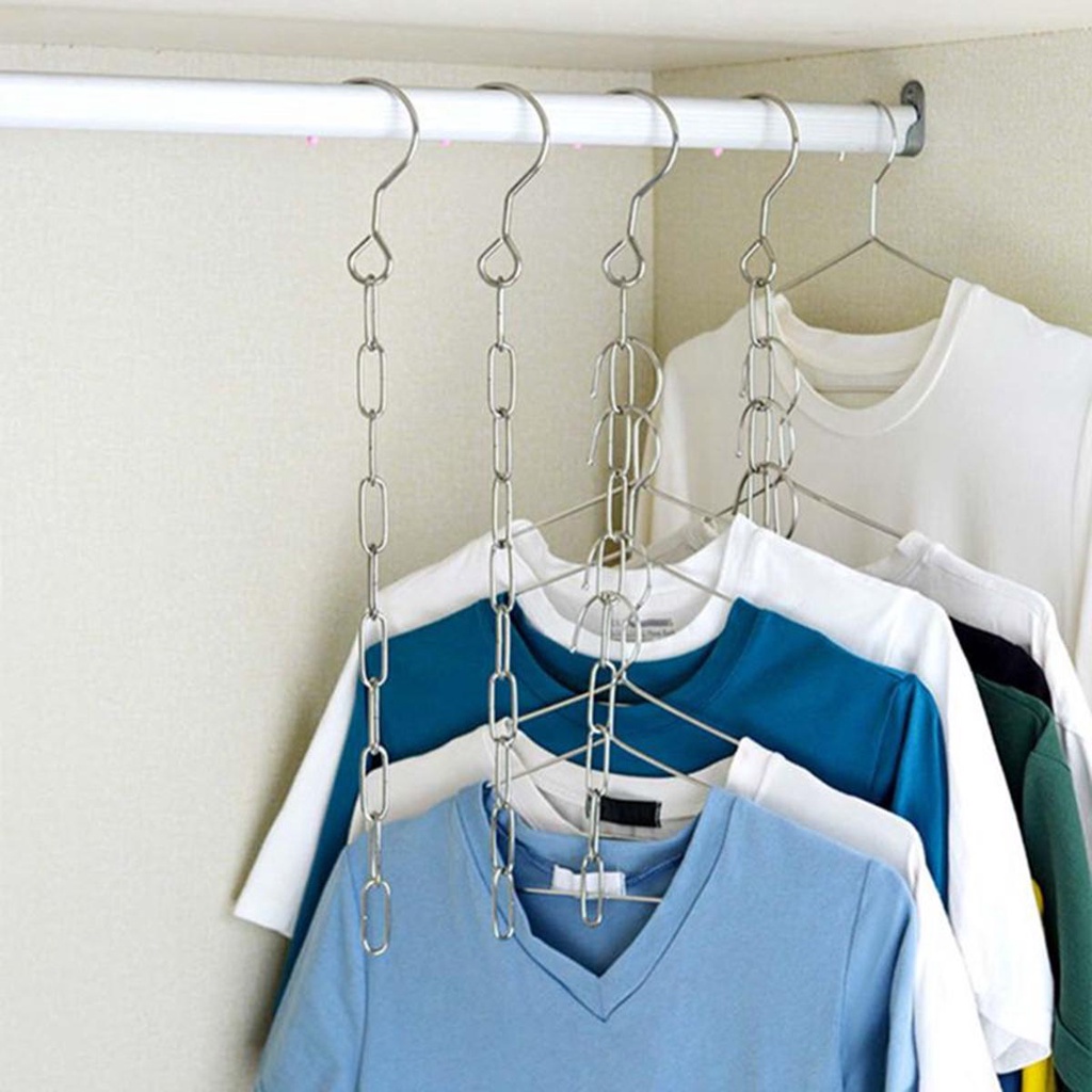 Móc Xích Treo Quần Áo Bằng Thép Không Gỉ Tiết Kiệm Không Gian