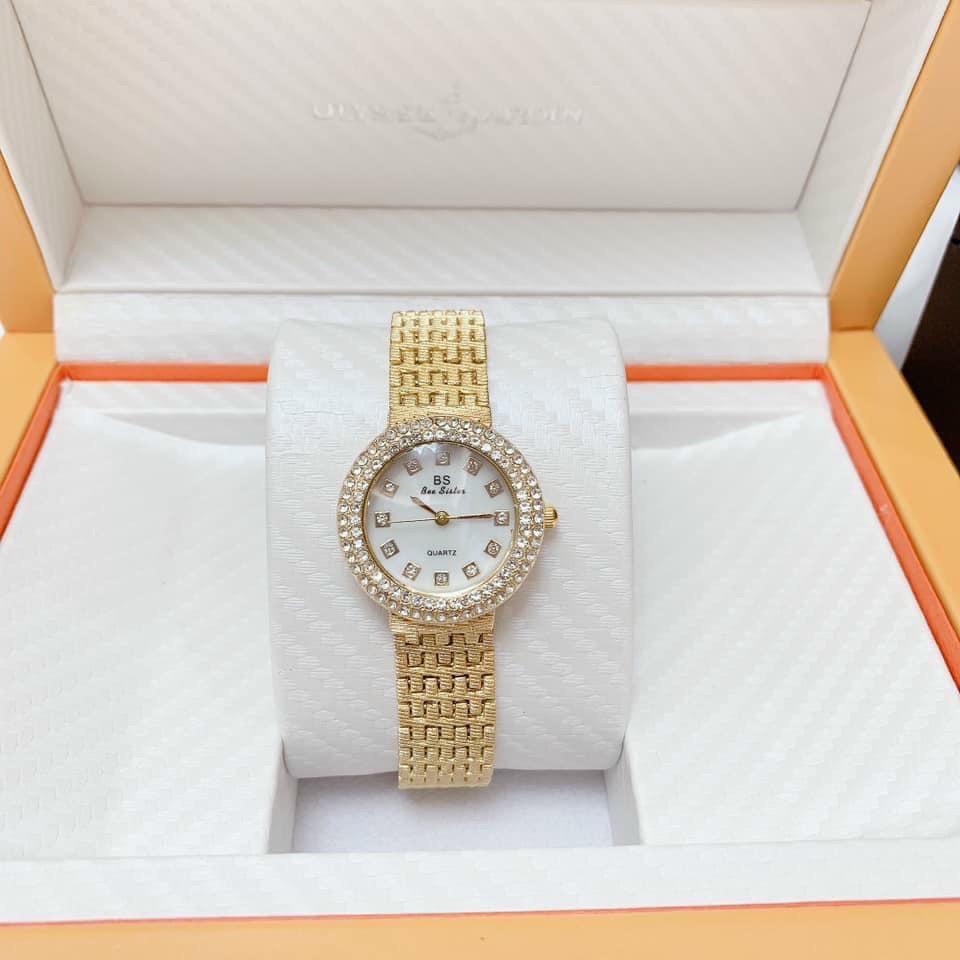 Đồng hồ thời trang nữ BS beesister BS03 viền đính đá mặt chấm tuyệt đẹp | BigBuy360 - bigbuy360.vn