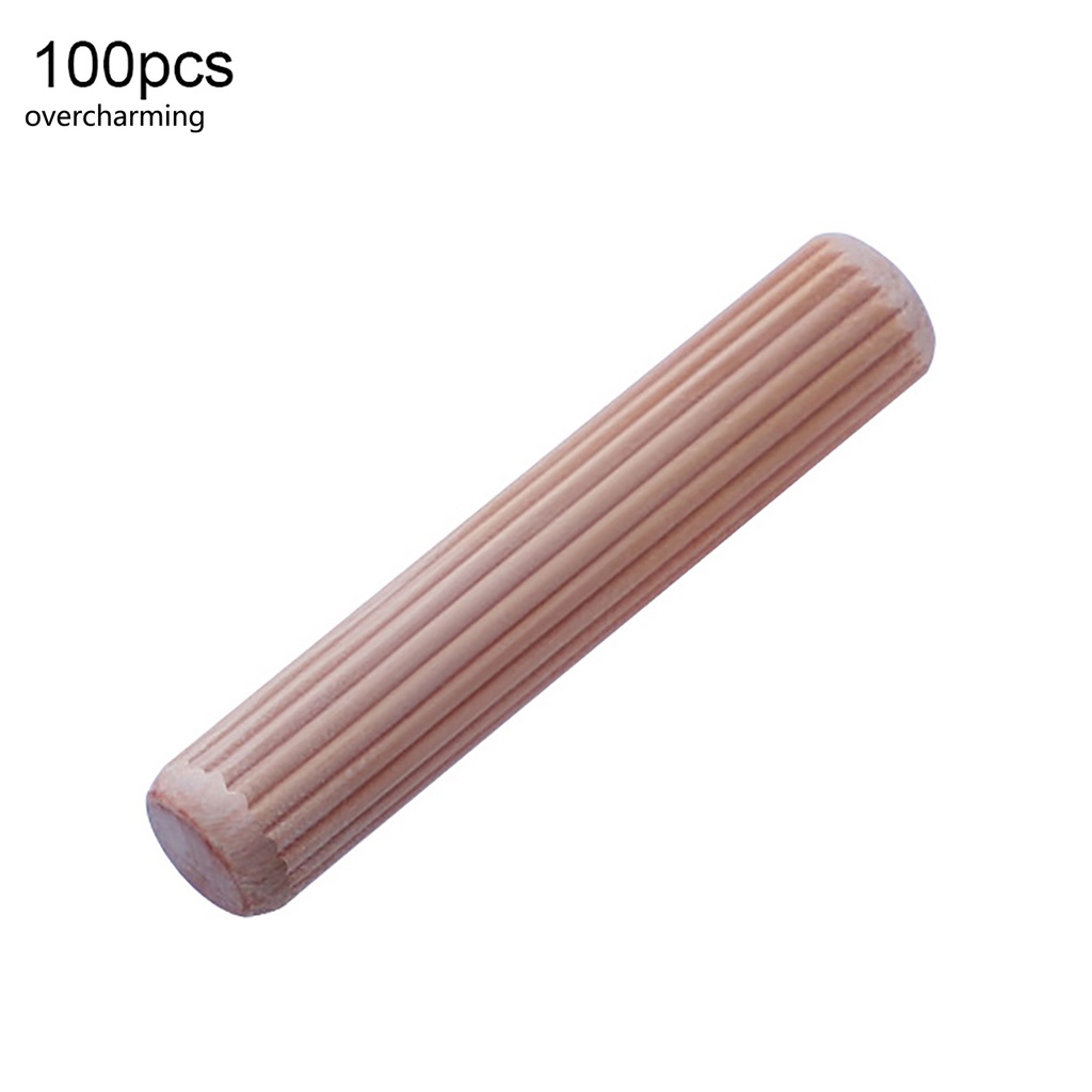 overcharming Woodworking Wooden Dowel Pins Solid Wood Chamfered Round Grooved Plugs Impact Resistance for Craft