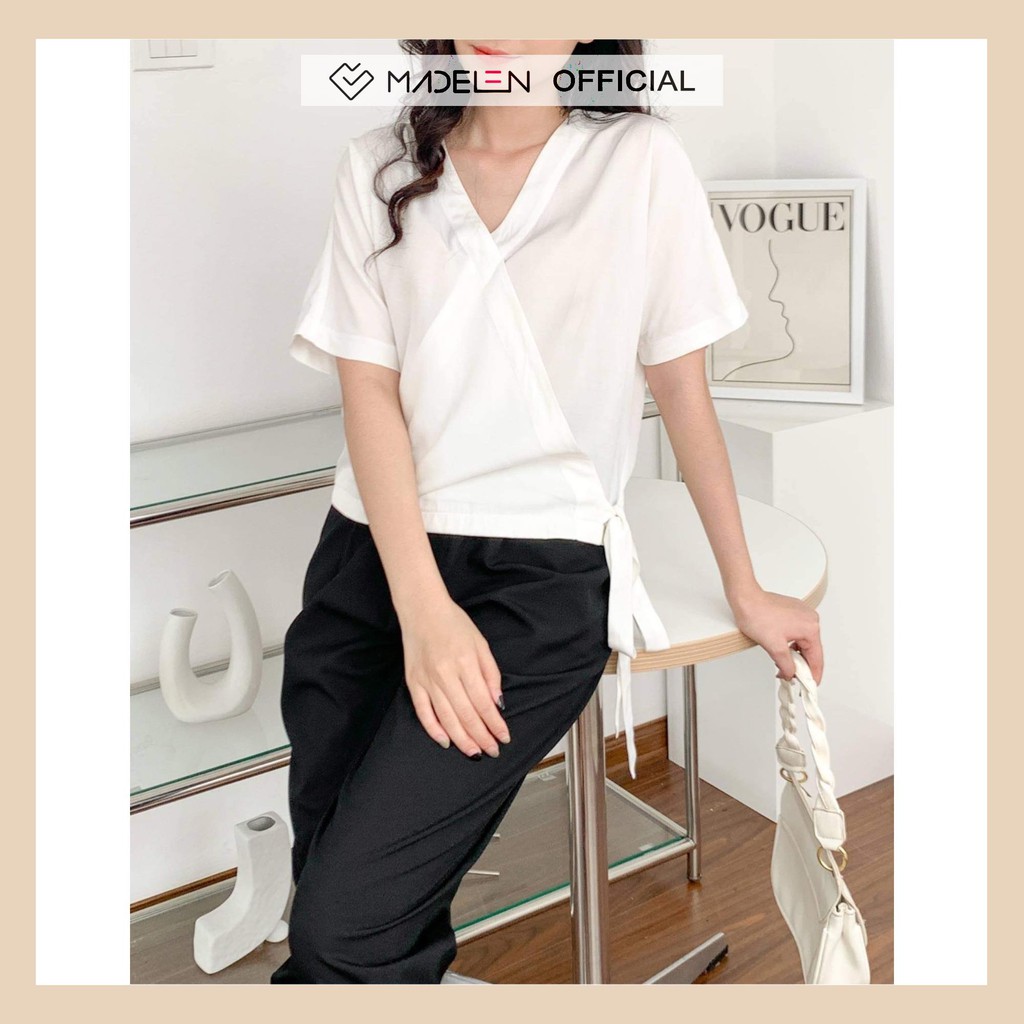 Áo sơ mi ngắn tay nữ MADELEN màu trắng basic dáng kimono