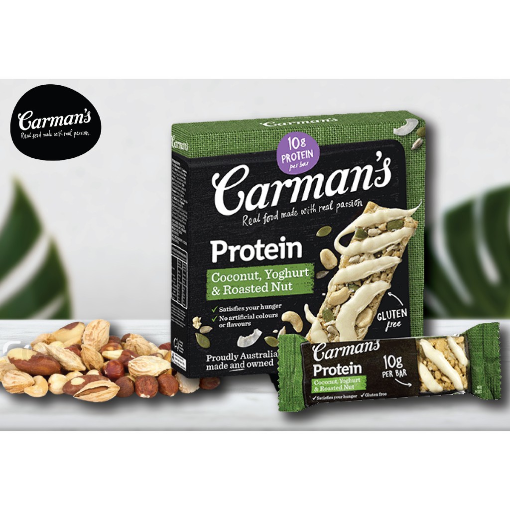 Thanh Giàu Đạm Carman's Protein Bar Coconut, Yoghurt, Roasted Nut - Vị Dừa, Sữa Chua - 200g