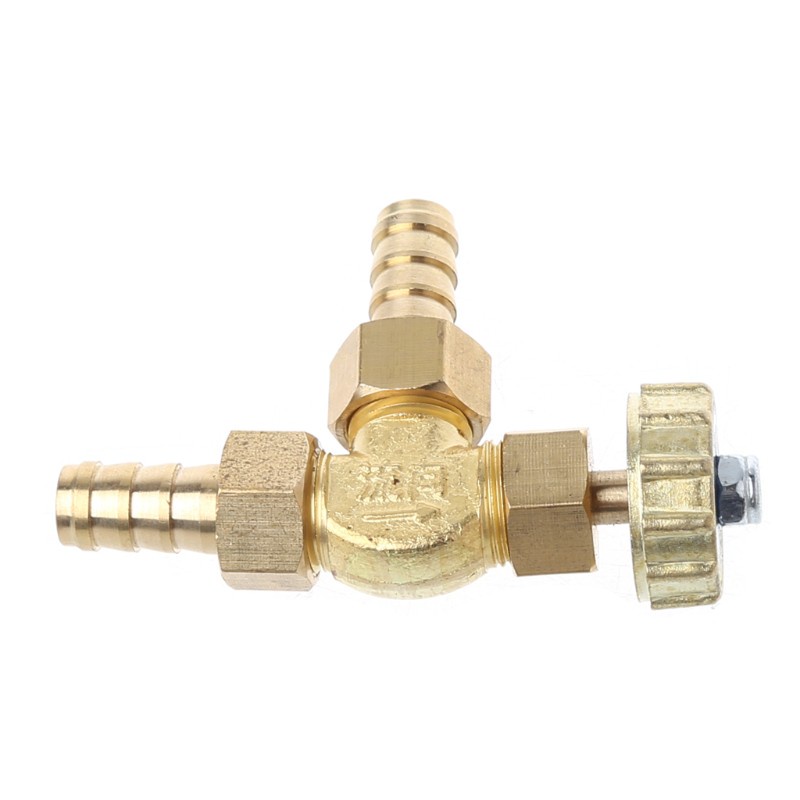 Black Elbow Brass Needle Valve 10mm Propane Butane Gas Adjuster Barbed Spigots 1 Mpa