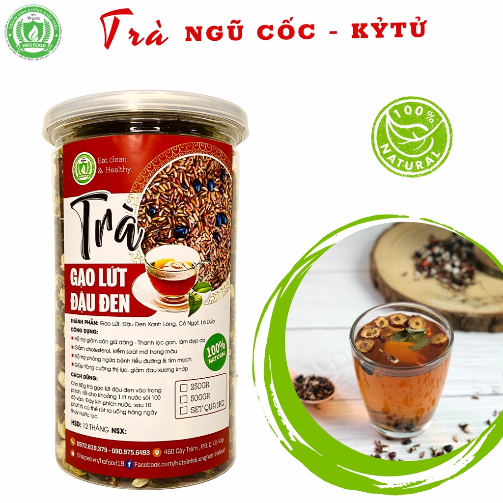 [Mã 99FMCG1 giảm 8% đơn 250K] Trà gạo lứt hafood, trà gạo lứt đậu đen giúp dáng đẹp, giảm cân tốt cho sức khỏe